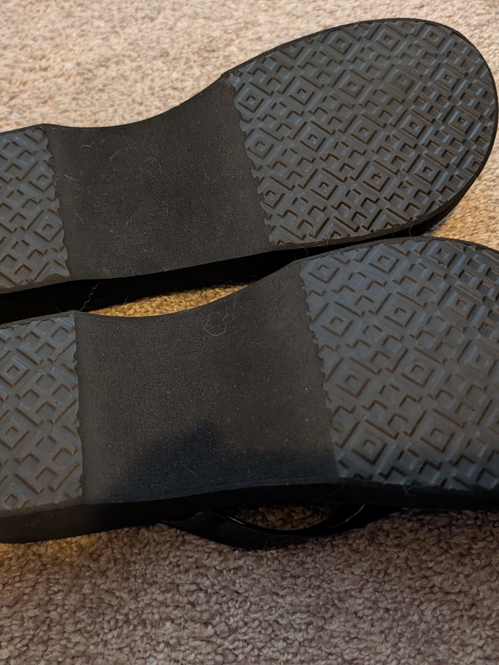 Tory Burch Black Jelly Flip Flops with Gold Logo - Picture 4 of 4